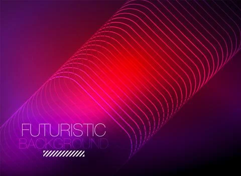 Neon color square shape lines abstract background. Shiny magic energy and motion Stock Illustration