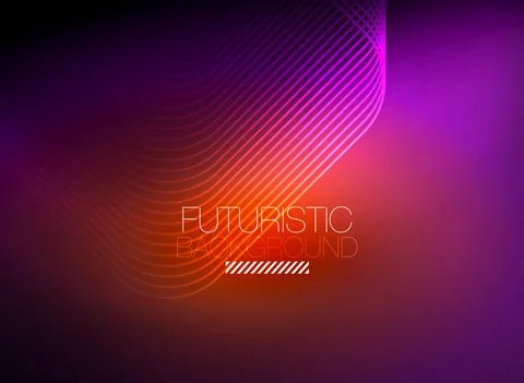 Neon color square shape lines abstract background. Shiny magic energy and motion Illustrazione stock