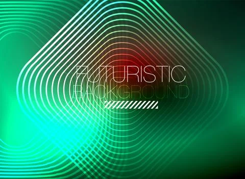 Neon color square shape lines abstract background. Shiny magic energy and motion Stock Illustration