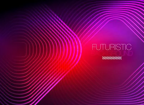 Neon color square shape lines abstract background. Shiny magic energy and motion Stock Illustration