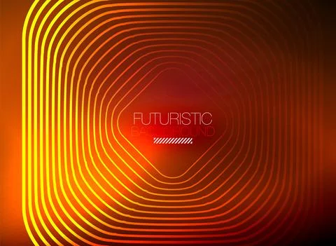 Neon color square shape lines abstract background. Shiny magic energy and motion Stock Illustration