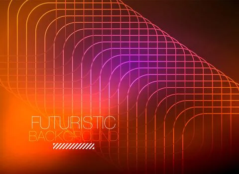 Neon color square shape lines abstract background. Shiny magic energy and motion 스톡 일러스트