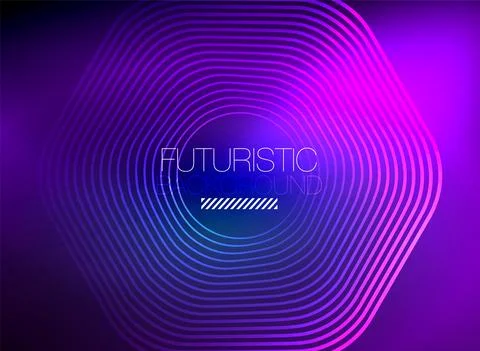 Neon color square shape lines abstract background. Shiny magic energy and motion Stock Illustration
