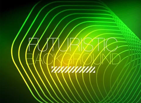 Neon color square shape lines abstract background. Shiny magic energy and motion Illustrazione stock