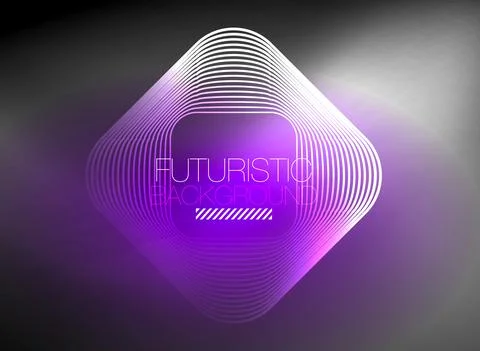 Neon color square shape lines abstract background. Shiny magic energy and motion Stock Illustration