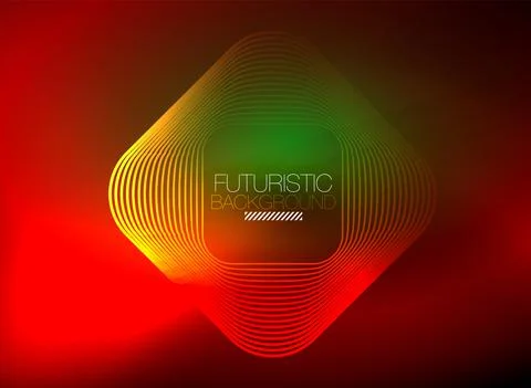 Neon color square shape lines abstract background. Shiny magic energy and motion Stock Illustration