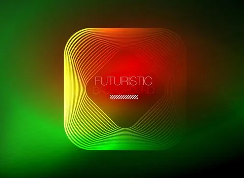 Neon color square shape lines abstract background. Shiny magic energy and motion Stock Illustration