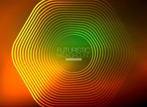 Neon color square shape lines abstract background. Shiny magic energy and motion Illustrazione stock