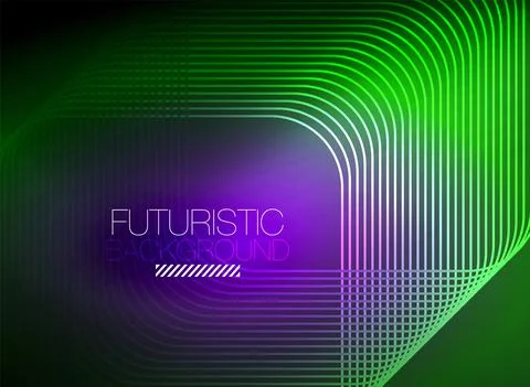 Neon color square shape lines abstract background. Shiny magic energy and motion Stock Illustration