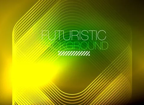 Neon color square shape lines abstract background. Shiny magic energy and motion Stock Illustration