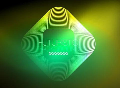 Neon color square shape lines abstract background. Shiny magic energy and motion Stock Illustration