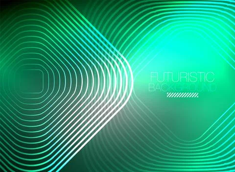 Neon color square shape lines abstract background. Shiny magic energy and motion Stock Illustration