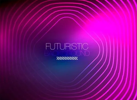 Neon color square shape lines abstract background. Shiny magic energy and motion Stock Illustration