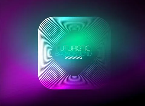 Neon color square shape lines abstract background. Shiny magic energy and motion Stock Illustration