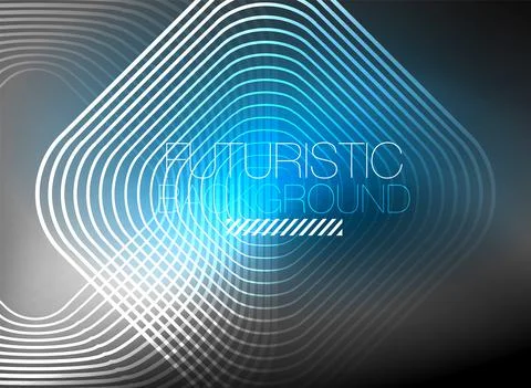 Neon color square shape lines abstract background. Shiny magic energy and motion Illustrazione stock