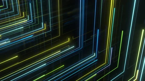 Neon color stripes  path glow. Seamless Futuristic animation Stock Footage 306532407