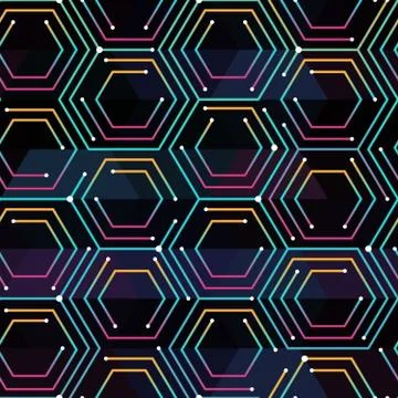 Neon color tech pattern Stock Illustration