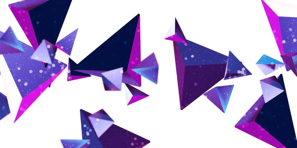 Neon color triangle cube cube Triangle shape 80s abstract gradient 3d illustr Stock Illustration