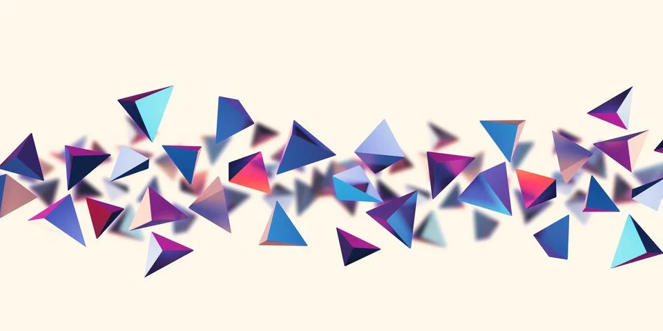 Neon color triangle cube cube Triangle shape 80s abstract gradient 3d illustr Stock Illustration