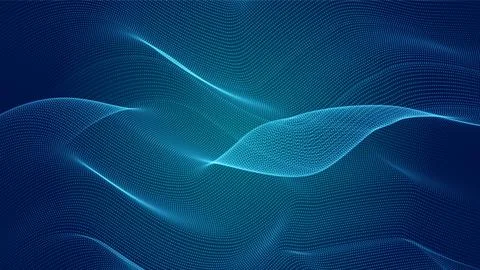 Neon color wave with dot effect on blue background,  Abstract wave effect Stock Illustration