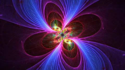 Neon colored abstract forms revolving and transformations on black. Stock Footage 331040743