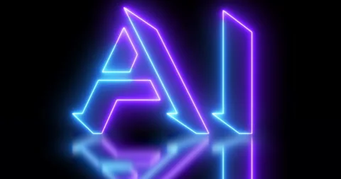 Neon-colored AI(Artificial Intelligence) word text animation in 4K. Stock Footage 258205174
