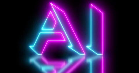 Neon-colored AI(Artificial Intelligence) word text animation in 4K. Stock Footage 258205268