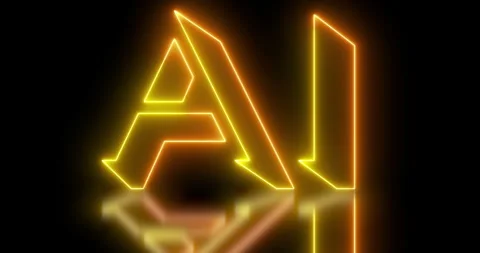 Neon-colored AI(Artificial Intelligence) word text animation in 4K. Stock Footage 258205341