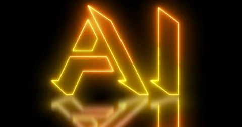 Neon-colored AI(Artificial Intelligence) word text illustration with a glow.. 스톡 일러스트