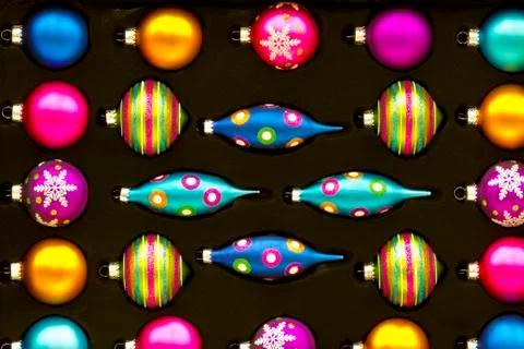 Neon colored christmas decorations Stock Illustration