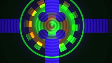Neon colored circular graphic design elements. Stock Footage 335534018