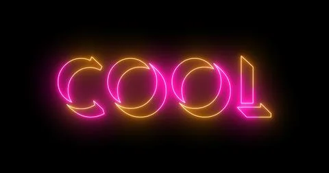 Neon-colored Cold word text illustration with a glowing neon color moving o.. イラスト素材