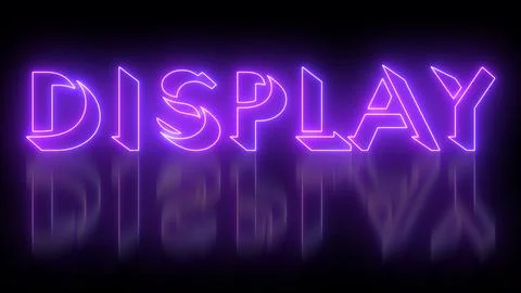 Neon-colored Display word text illustration with a glowing neon-colored mov.. Stock Illustration