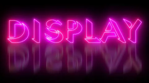 Neon-colored Display word text illustration with a glowing neon-colored mov.. Stock Illustration