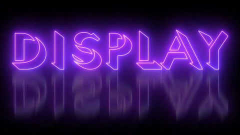 Neon-colored Display word text illustration with a glowing neon-colored mov.. Stock Illustration