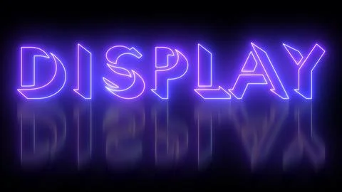 Neon-colored Display word text illustration with a glowing neon-colored mov.. Stock Illustration