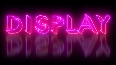 Neon-colored Display word text illustration with a glowing neon-colored mov.. Stock Illustration