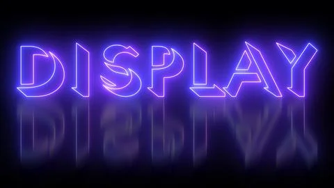 Neon-colored Display word text illustration with a glowing neon-colored mov.. Stock Illustration
