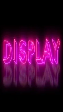 Neon-colored Display word text illustration with a glowing neon-colored mov.. Stock Illustration
