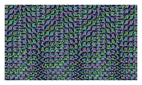 Neon colored geometric pattern with overlapping triangles and small dotted .. 스톡 일러스트
