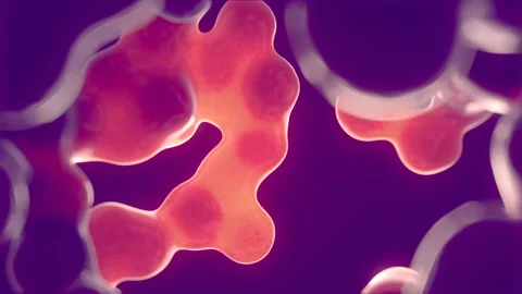 Neon colored glowing liquid drops 3d rendering loop animation HD resolution Stock Footage 174691555