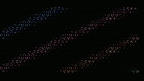 Neon colored hexagon grid pattern on black background Stock Footage 336745904