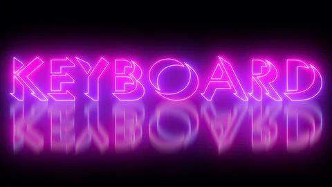 Neon-colored Keyboard word text illustration with a glowing neon-colored mo.. Stock Illustration
