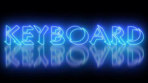 Neon-colored Keyboard word text illustration with a glowing neon-colored mo.. Stock Illustration