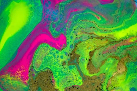 Neon colored marble pattern. Fluorescent liquid background. Artwork abstract Stock Illustration