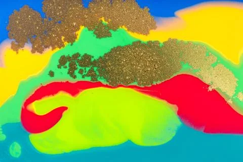 Neon colored marble pattern with golden glitter. Fluorescent liquid background Stock Illustration