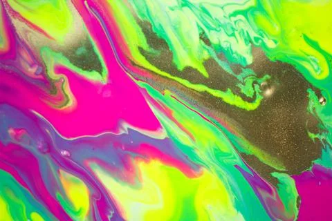 Neon colored marble pattern with golden glitter. Fluorescent pink and yellow Stock Illustration