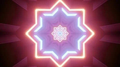 Neon colored octagonal star pattern 3d illustration Stock Illustration