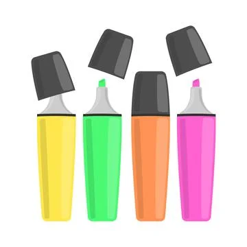 Neon colored pens for highlight text for art craft vector illustration Stock Illustration