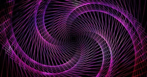 Neon-colored rotating tunnel moving forward in motion speed. Neon-animated .. Stock Illustration